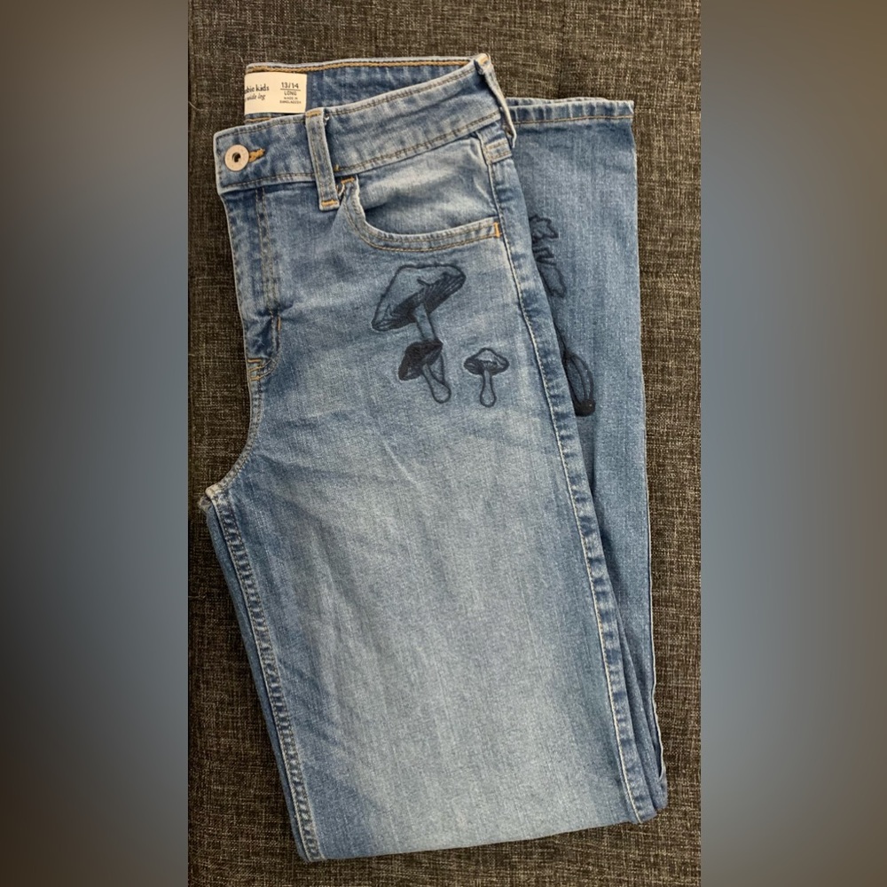 Abercrombie Kids - Size 13/14 Long- Wide Leg Blue Jeans with Mushroom